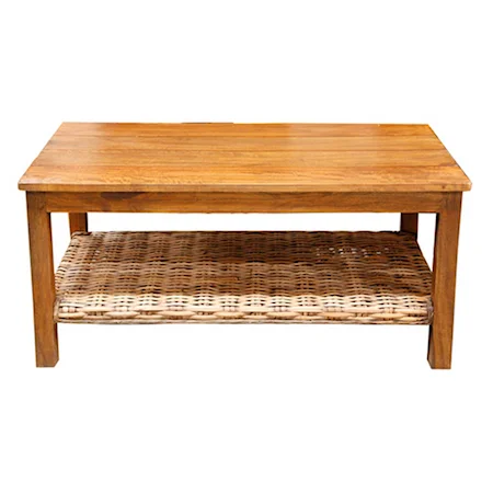 Casual Coffee Table with Woven Shelf